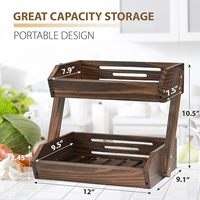 Panier à fruits rustique en bois fait main à 2 niveaux et caisse rectangulaire pour huiles essentielles, shampoings, lotions, crèmes pour le visage et mascara – Vente en gros