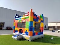 Trampoline gonflable commercial certifié CE, thème blocs, 13x13 pieds, pour fêtes d'enfants et location commerciale