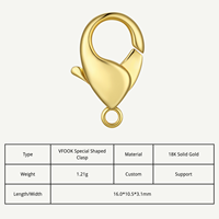 VFOOK Findings Nouveaux accessoires de bijouterie tendance pour la création de colliers, fermoir mousqueton en or massif 18K avec anneau ouvert