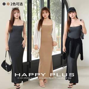 รันฉีชุดเดรสบอดี้คอนคอเหลี่ยมสำหรับผู้หญิงไซส์ใหญ่ สีพื้น สีกากีอ่อน สีเทาเข้ม N9175 - Product Image 5