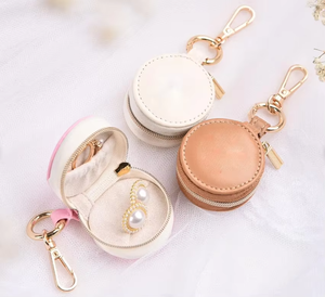 Eco friendly Mini Leather Portable Zipper Ring Jewelry <b>Box</b> Without Tassel Luxury Travel Mini Necklace <b>Earring</b> Storage Je - Product Image 5