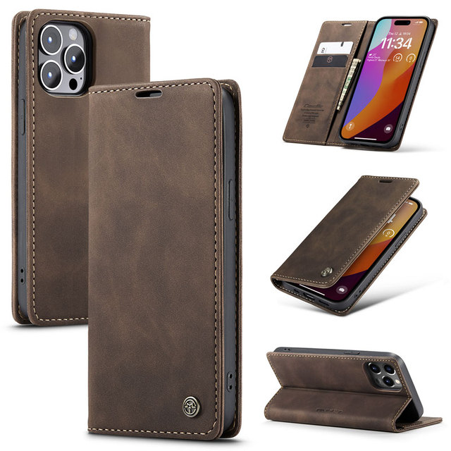 For iPhone 11 Pro Max iPhone11 12 13 Back Cover CaseMe 013 Retro Business Flip Card Slot Shockproof Leather Flip Phone Case