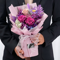 Bouquet de roses violettes résistantes, fleurs éternelles durables 1 à 3 ans, cadeau pour anniversaire, fête des mères