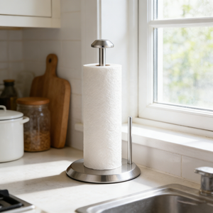 <span class=keywords><strong>Porte</strong></span>-rouleau de papier essuie-tout en acier inoxydable pour comptoir, déchirable d'une seule main, avec barre latérale - Product Image 5