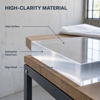 Panneau acrylique transparent de qualité supérieure, découpe sur mesure, plaque acrylique épaisse à haute transmission lumineuse pour le bureau, la vente au détail et l'usage domestique