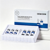Kit d'ampoules réparatrices pour peaux sensibles, poudre lyophilisée de peptide de cuivre bleu GHK Cu, étiquette privée OEM ODM, logo personnalisé