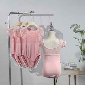 Justaucorps de danse en nylon rose à motifs floraux pour filles, tenue d'entraînement de ballet, costume de danse, body – Designs populaires - Product Image 4