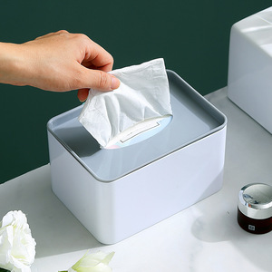 Boîte à mouchoirs créative sans perçage, en plastique blanc citron vert, pour salon, chambre et salle de bain - Product Image 2