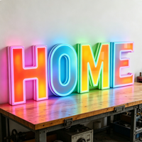 Letrero Luminoso LED RGB Multicolor para Exteriores, Resistente al Agua, con Iluminación Frontal 3D, Control por Aplicación, para Oficina y Hogar