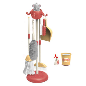 Juego de herramientas de limpieza doméstica desmontables para niños: escoba, cepillo y plumero de plumas para juego de rol - Product Image 1