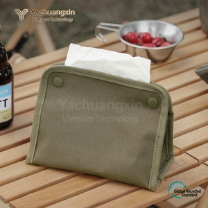 Pochette en toile pour boîte à mouchoirs, sac de rangement pour pique-nique en plein air, vert, support de mouchoirs portable pour voiture, maison, bureau - Product Image 2