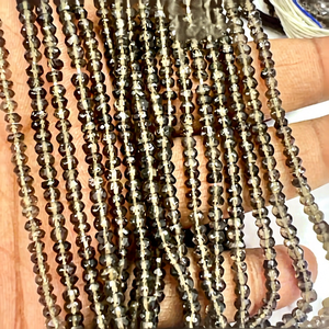 Cuentas facetadas de cuarzo ahumado natural al por mayor, aproximadamente Hilo de 4 mm y 14 Pulgadas para la Elaboración de Joyería - Product Image 1