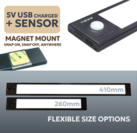 Luces Nocturnas para Gabinete de 26 cm (10 Pulgadas), Carga Tipo-C, 1500 mAh, Sensor de Movimiento PIR, LED para Pasillo, Montaje Magnético Adhesivo, IP20, Haz de Luz de 120°