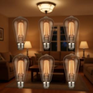 Bombillas LED Edison ST19 de 7W, 800 Lúmenes, 2700K, E26, Regulables, de Vidrio, para Iluminación Residencial - Product Image 2