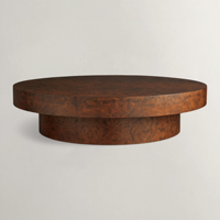 Table basse ronde en bois de burl avec piétement sur pied, table circulaire de 36 pouces pour salon