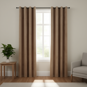 Cortinas Opacas de Terciopelo Beige de 54x63 Pulgadas con Anillas para Ventana Plana, Sala de Estar - Product Image 2