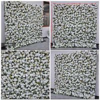 Mur de fleurs artificielles élégant blanc 8x8 pieds, toile de fond florale en soie de haute qualité pour décoration de mariage, vente en gros à bas prix