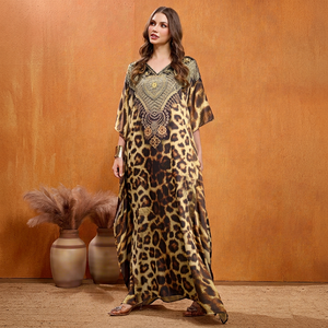 Hot Sale Designer Turkish Style <b>Kaftan</b> Kurta Women Polyester Handmade Batwing Sleeves Regular Fit Flared Hem Ramadan Breathable - Product Image 1