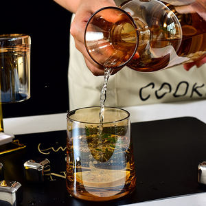 Ensemble de 5 verres à boire de style mi-siècle en ambre, verres vintage à l'<span class=keywords><strong>ancienne</strong></span>, verres à eau, <span class=keywords><strong>carafe</strong></span> avec couvercle, ensemble de boissons - Product Image 4