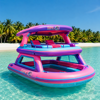 Île flottante gonflable, bar aquatique, château aquatique, plateforme avec hamac aquatique et canapé pour les vacances à la plage, les stations balnéaires et les lacs.