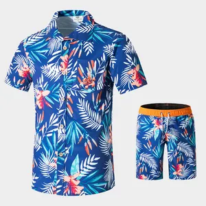 SSDKR OEM设计数字直喷定制标志品牌男士沙滩装西装休闲衬衫和游泳短裤