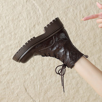 Bottines à lacets vintage à plateforme pour femmes