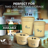 Contenants à soupe jetables en papier avec couvercles, 8oz, 12oz, 16oz, anti-fuite, pour aliments chauds, vente en gros