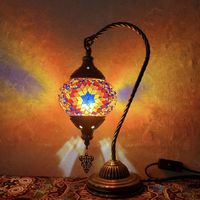 Nouvelle lampe décorative en mosaïque de Marrakech en métal vintage, lampe de table en mosaïque turque