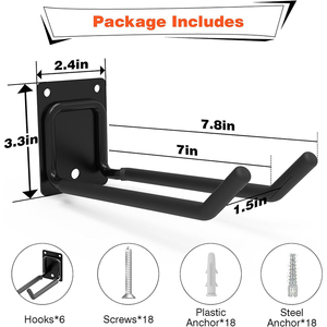 Crochets utilitaires robustes pour garage, fixation murale, organisateur minimaliste pour tondeuses, support mural - Product Image 5