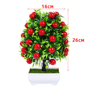 LUYI - Planta Artificial en Maceta de Espuma Plástica, Estilo Moderno, Hecha a Mano, Simulación de Manzana y Naranja, Adornos de Imitación Verde, Envío Rápido - Product Image 6