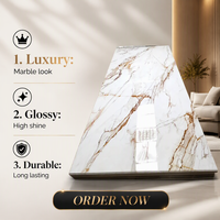 Panneau mural en PVC doré imperméable moderne, feuille de marbre UV pour usage domestique et en salle de sport