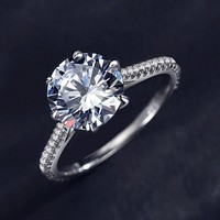Cincin Pernikahan Wanita Mewah Berlapis Rhodium Perak Sterling 925 S925 dengan Zirkon 2 Karat dari Ada Jewelry Anillos De Mujeres