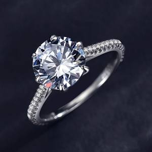 Ювелирные изделия Ada: готовые к отправке, низкий минимальный заказ (от 1 шт.), роскошное женское обручальное кольцо из стерлингового серебра <span class=keywords><strong>925</strong></span> пробы с родиевым покрытием и цирконом 2 карата. - Product Image 3