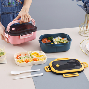 กล่องข้าวพลาสติกสองชั้นแบบเกาหลี ป้องกันการรั่วซึม ความจุ 1-3 ลิตร 2 ช่อง  รักษาสิ่งแวดล้อม - Product Image 5