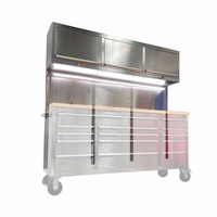 Banc de travail de garage de 72 pouces avec boîte à outils, boîte de rangement et éclairage de garage