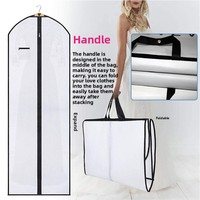 Sac de vêtement non tissé portable pliable avec logo personnalisé pour robe de mariée avec poussière longue sac de rangement pour costume de voyage