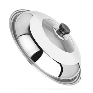 Ai Yuejia Stainless Steel <b>Wok</b> Lid 30 32 34cm Glass Cover With Black Knob Non Rusting For Cooking - Product Image 2