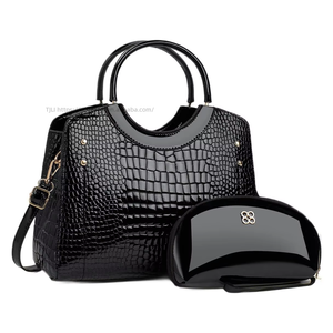 Wholesale PU Leather Handbags Charm Metal Grip Shoulder Handbags Women Satchel 2 Pieces Set <b>Tote</b> Bags for Ladies - Product Image 6