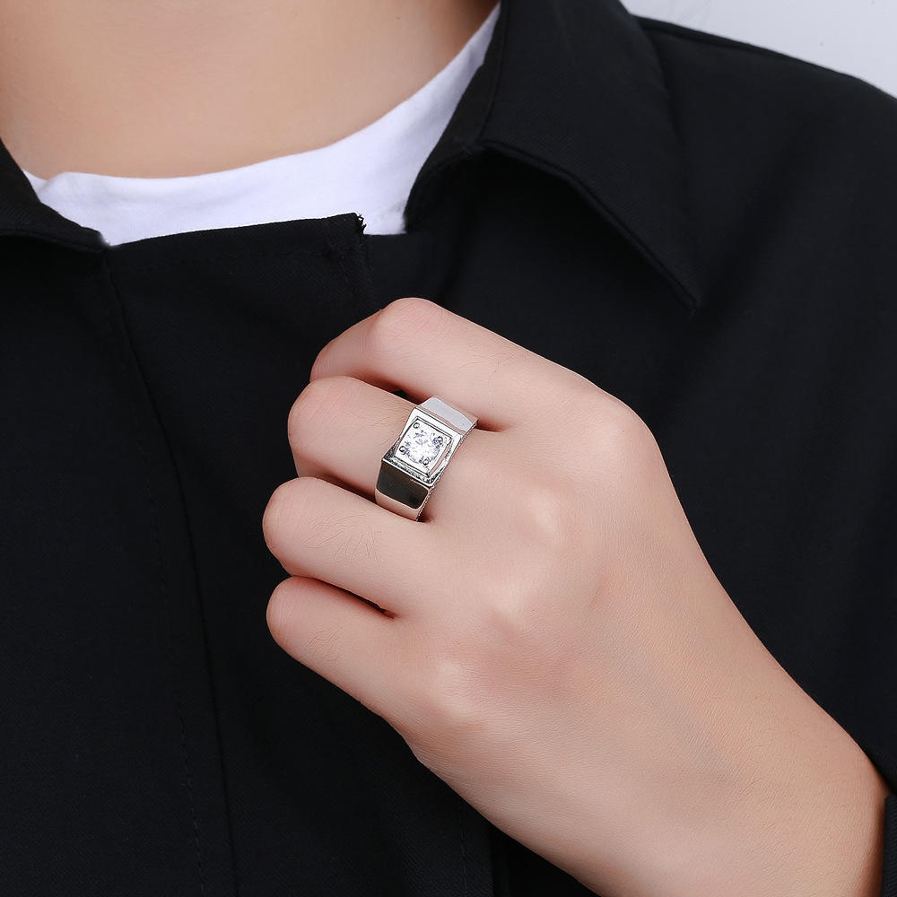 Luxury Imitation Moissanite Diamond Ring Men's Open Finger Band