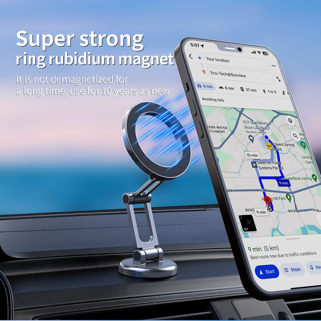 2026 Hot Sale Lightweight Foldable Phone Holder 3-Joint Rotation Heat-Resistant Base H900 Magnetic Car Mount N52 Ring Magnet