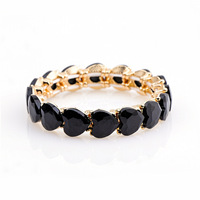 Nouveau bracelet coloré de style européen et américain, entièrement serti de diamants, bracelet élastique orné de strass.