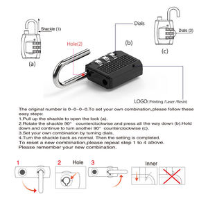 3 Digit Combination Travel Padlock 03B Combination Durable Luggage <strong>Locks</strong> for Gym Cabinet <strong>Number</strong> <strong>Lock</strong> - Product Image 4