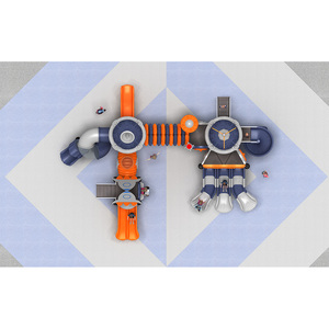 Structure de jeu extérieure pour enfants avec grand toboggan et balançoire à cadre métallique, idéale pour les écoles, les maternelles et les collectivités - Product Image 3