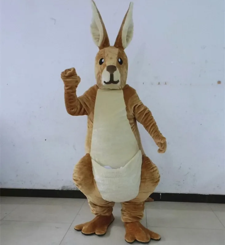 Cadılar bayramı cosplay parti kanguru kostüm yetişkin açık kahverengi kanguru maskot kostümleri cep serin sahne gösterisi aşınma