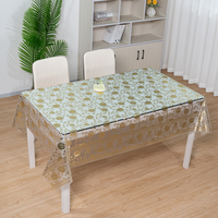 Nappe de table RNPT en PVC, motif feuilles d'érable dorées, transparente, rectangulaire, pour décorations de table de réception de mariage
