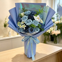 Grand bouquet de roses en savon fait main, coffret cadeau 43 cm, 5 couleurs, emballage en sac fenêtré, romantique, Saint-Valentin, fête des mères, respectueux de l'environnement