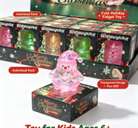 Joyeux Noël Jouet Squishy Scintillant Père Noël Bonhomme de Neige Arbre Figurine Transparente Douce à Presser Sensorielle Anti-Stress Cadeaux