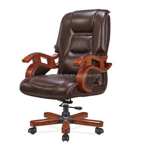 Modern Leather CEO Executive Office <b>Chair</b> with Revolving Feature Mahogany Color School & Hotel Use From Guangzhou - Product Image 6