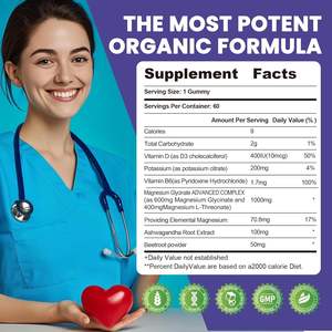 Gomitas de potasio y magnesio de Etiqueta Privada, 1200mg para adultos, suplemento de glicinato de magnesio de alta absorción, compatible con calambres en las piernas - Product Image 4