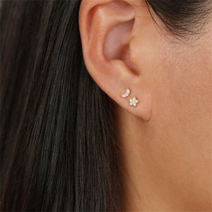 CANNER Dainty 16G 925 Silver Star Moon Cubic Zircon Reversible Wearing Ear Cartilage Earring Jewelry for Women - Product Image 6